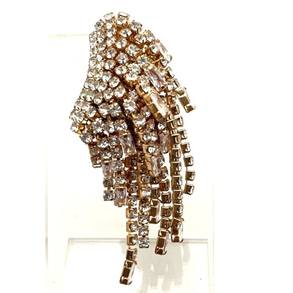 Glam Single Earring Crystal Rhinestone Cascade Chandelier Dangling READ - Picture 2 of 8